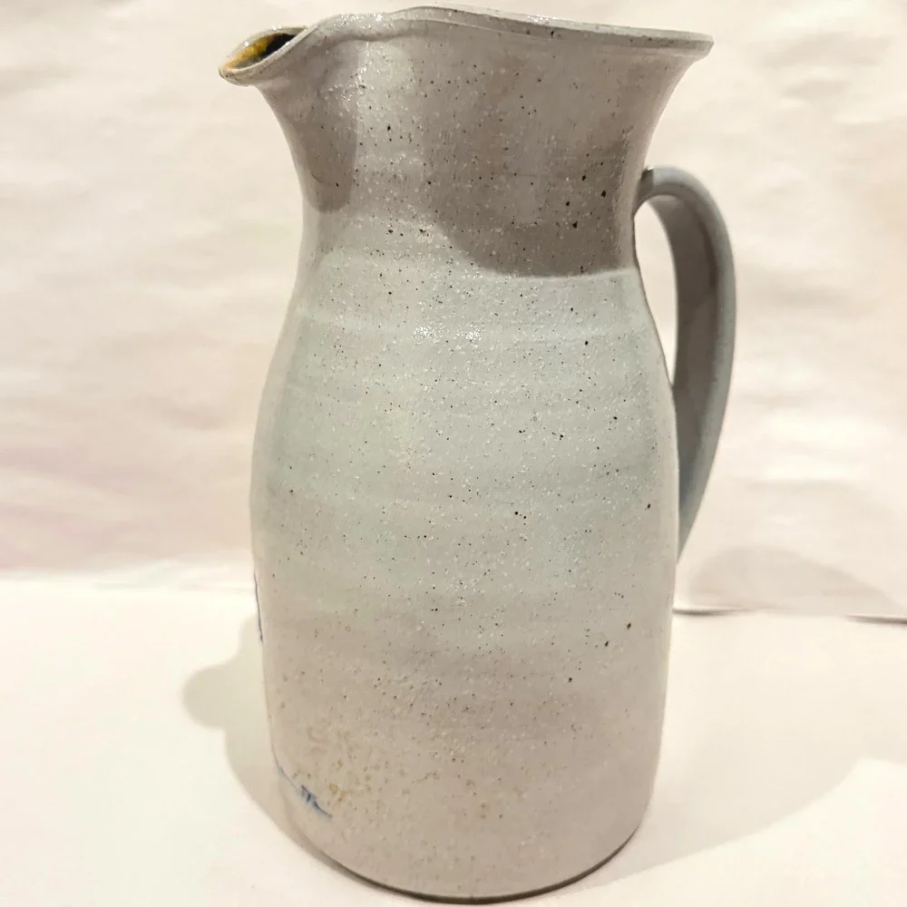 RARE Salmon Falls Stoneware Pitcher Horse Buggy 1992 Signed Crayton-Ackley